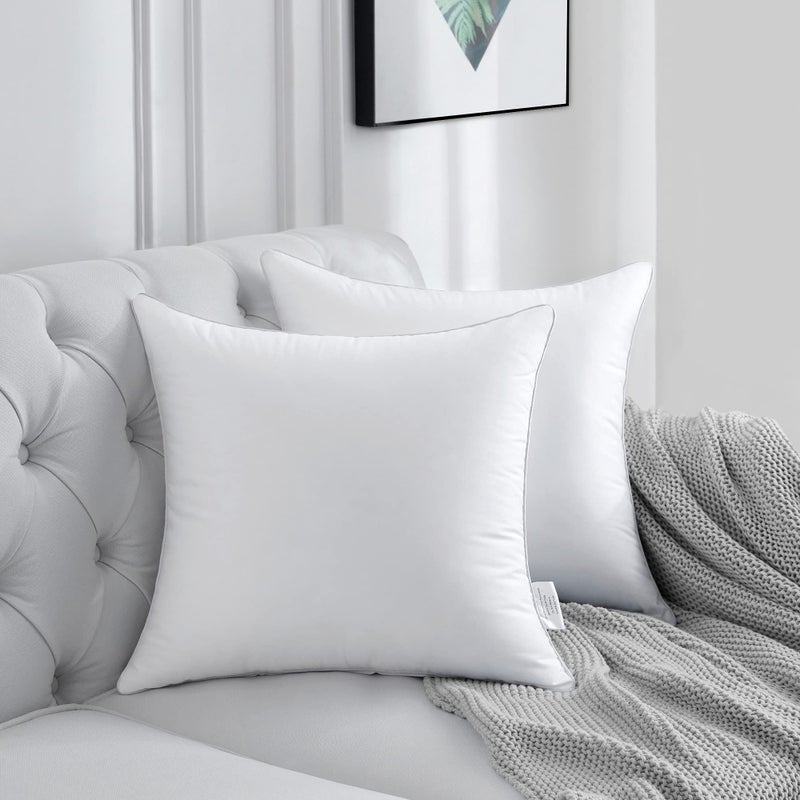 FAVRIQ 16 x 16 Pillow Inserts (Set of 2) - 16 Inch Square Interior Sofa Throw Pillow with 100% Cotton Cover - Decorative Pillow Insert Pair - White Couch Pillow - Image 2